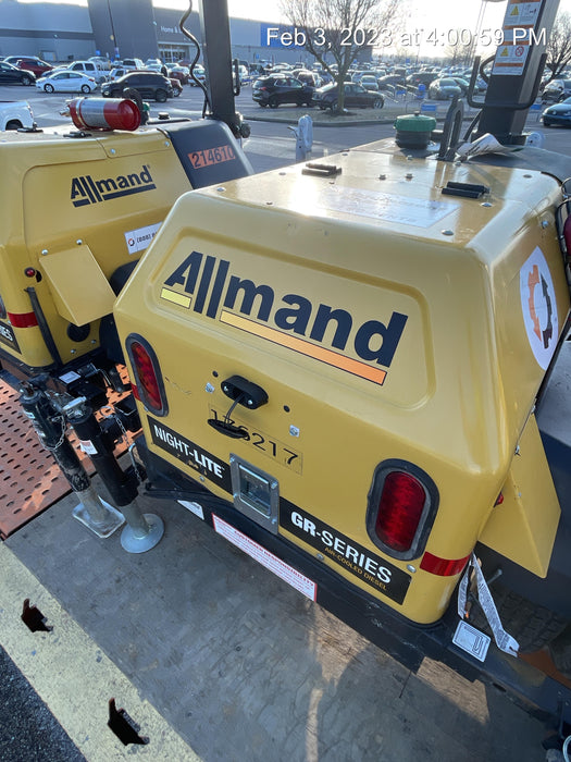 2021 Allmand NLV3GR (4) LED Light Fixture 350W, 23' Vertical Mast, 3kW Prime, Towable, Deep Sea L401, Leveling Jacks, Yanmar T4F 5.8hp