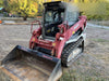 2019 Takeuchi TL10V2-CR Cab/Heat/AC, Rubber Tracks, Backup Alarm, Front & rear working Lights, Auxiliary Hydraulics, 2 Speed Travel, Engine Monitoring System, Hydraulic universal quick hitch w/76" HD dirt bucket with 8 teeth, 20.3 cubic feet capacity, 48" Pallet forks and frame