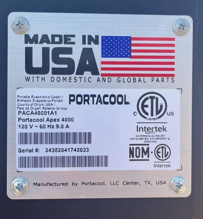 2026 PORTACOOL Apex 4000