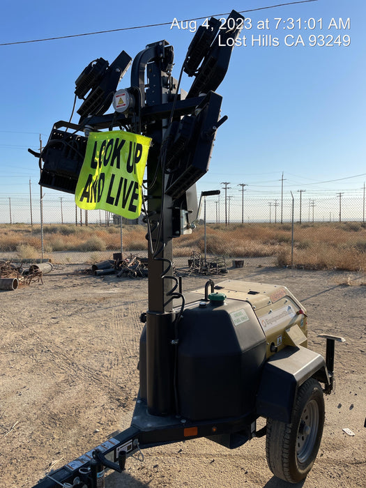 2022 Allmand NLV3GR (4) LED Light Fixture 350W, 23' Vertical Mast, 3kW Prime, Towable, ES Decals, T3