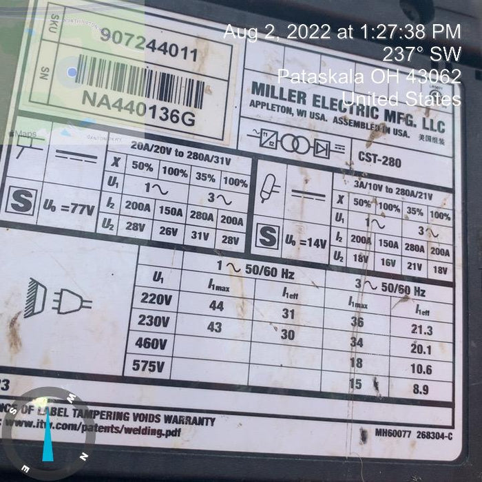 2020 MILLER ELECTRIC CST-280