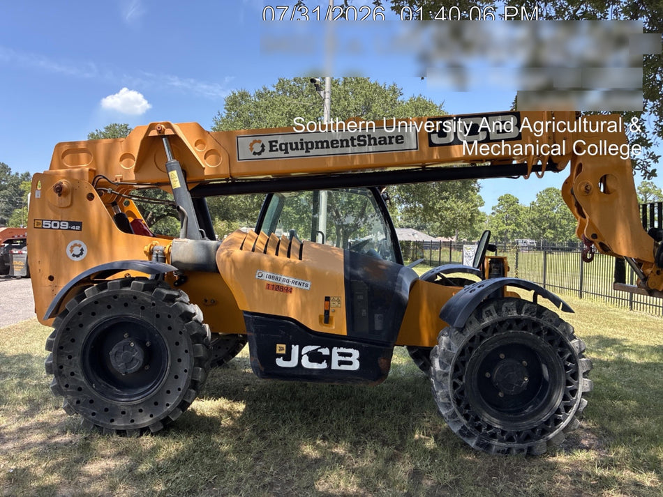 2020 JCB 509-42 Canopy, Solid Tires, Work Lights, Beacon, Aux Hydraulics, Back up Alarm, Lifting Eye, ES Decals
