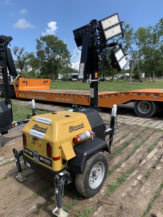 2022 Allmand NLV3GR (4) LED Light Fixture 350W, 23' Vertical Mast, 3kW Prime, Towable, Deep Sea L401, Leveling Jacks, Yanmar T4F 5.8hp