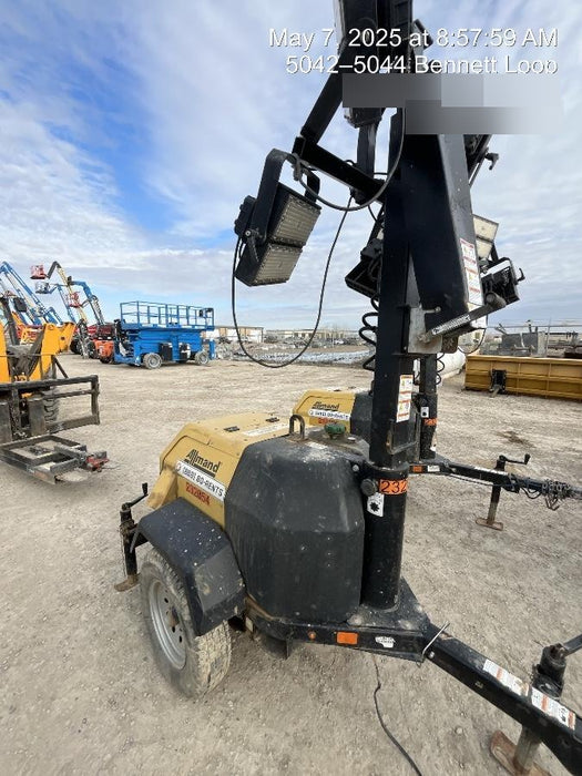 2022 Allmand NLV3GR (4) LED Light Fixture 350W, 23' Vertical Mast, 3kW Prime, Towable, Deep Sea L401, Leveling Jacks, Yanmar T4F 5.8hp