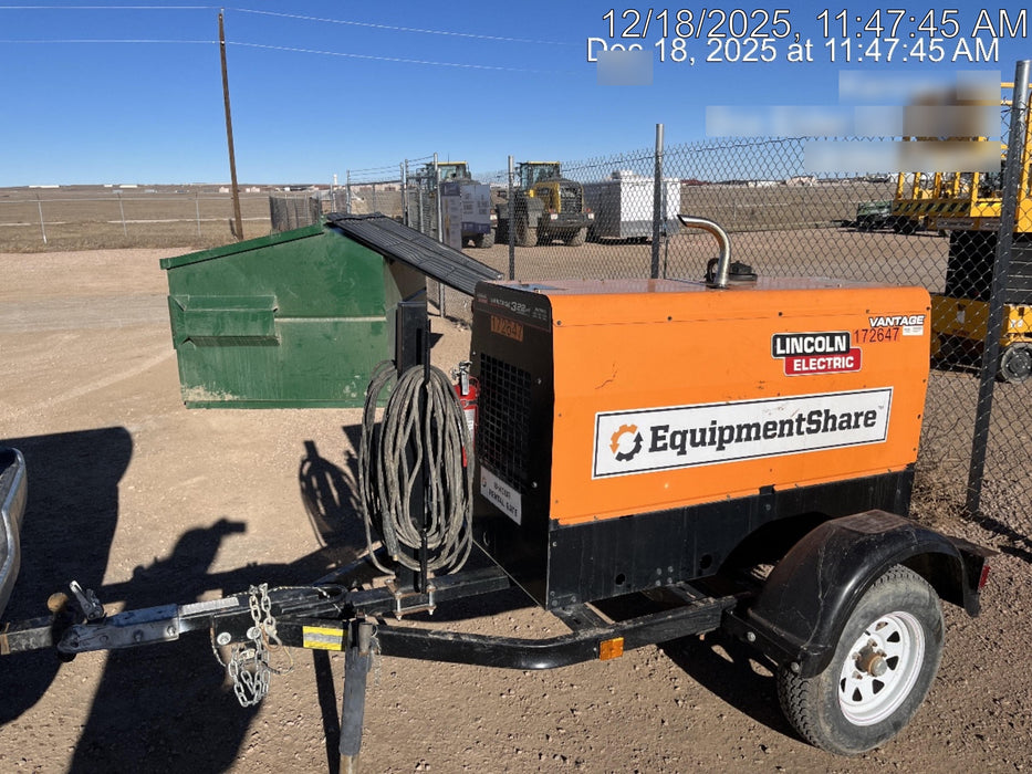 2021 Lincoln Electric Vantage 322 Vantage 322 Ready Pak 3 w/ Decals, ORANGE (includes trailer, cable rack, fender light kit) NO Telematics