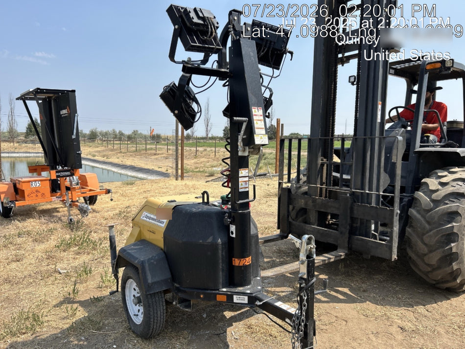 2021 Allmand NLV3GR (4) LED Light Fixture 350W, 23' Vertical Mast, 3kW Prime, Towable, Deep Sea L401, Leveling Jacks, Yanmar T4F 5.8hp