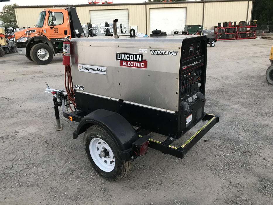 2019 Lincoln Electric Vantage 322 Welder Ready-Pak 3, Two wheel trailer, Fender and Light kit, Cable Rack