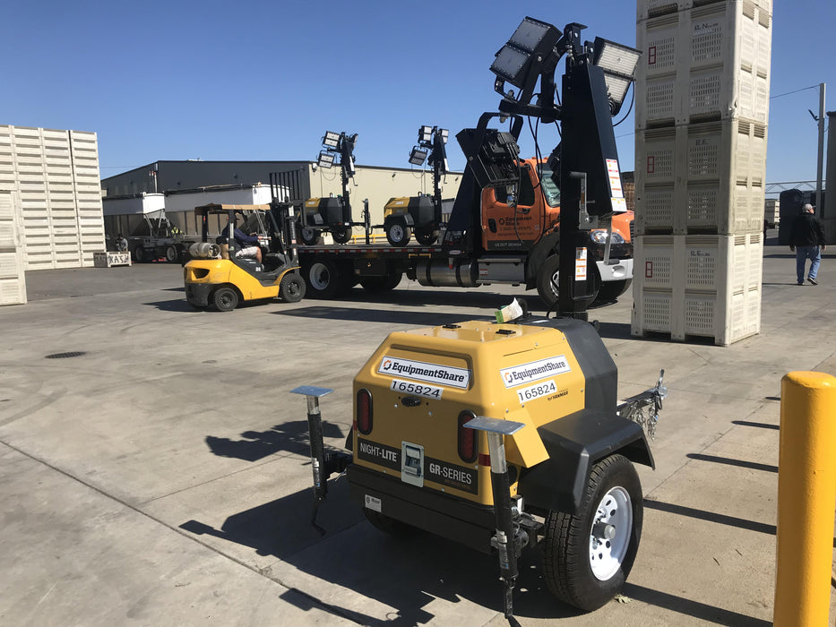 2021 Allmand NLV3GR (4) LED Light Fixture 350W, 23' Vertical Mast, 3kW Prime, Towable, Deep Sea L401, Leveling Jacks, Yanmar T4F 5.8hp