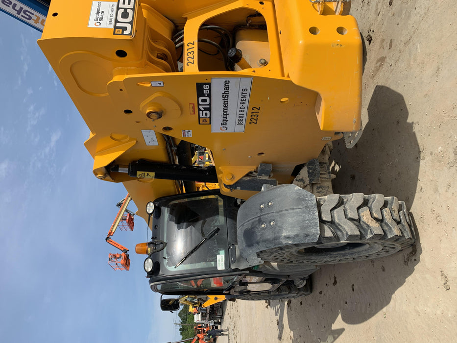 2019 JCB 510-56 JCB 510-56 Telehandler 74 HP w/CAB/HVAC, Beacon, Worklights, Aux Hydraulics, Solid Tires, 72" Carriage/Forks