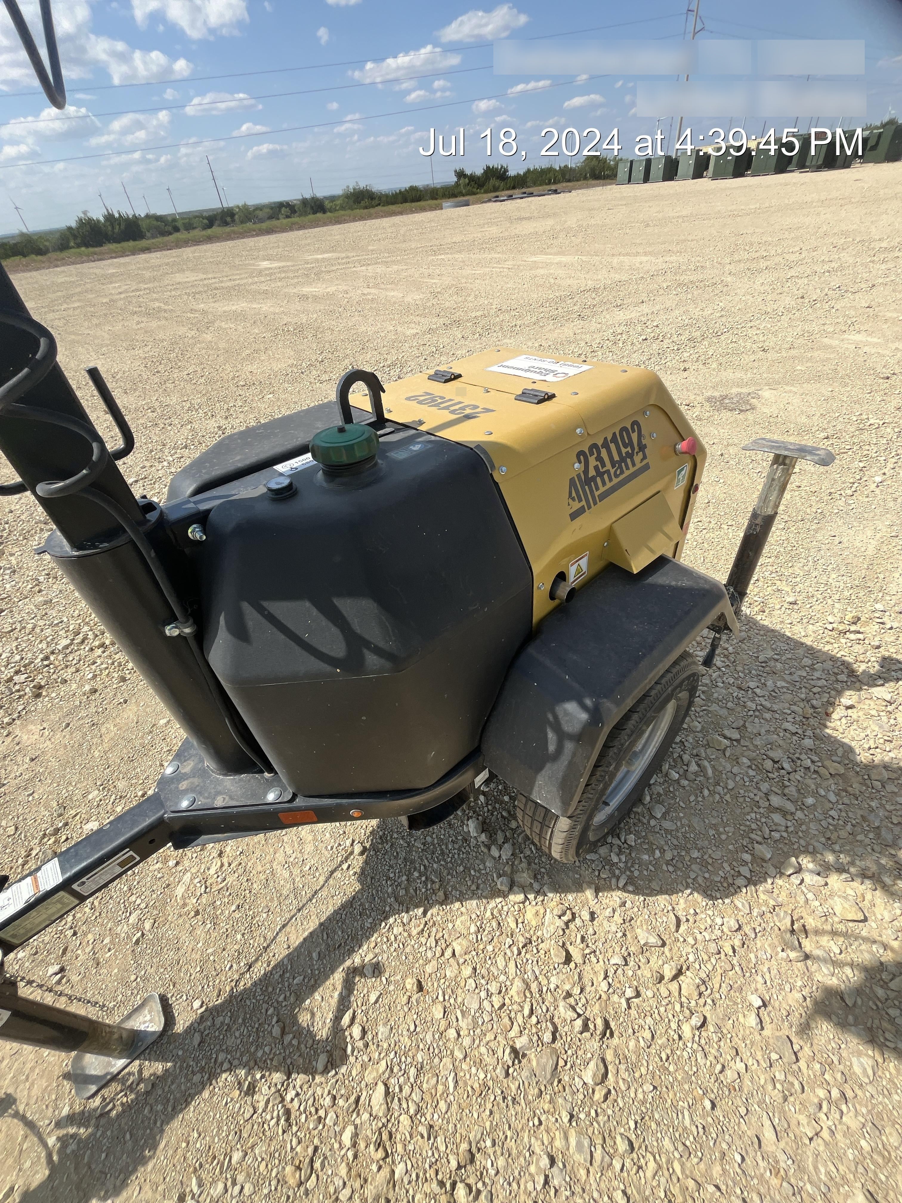 2022 Allmand NLV3GR (4) LED Light Fixture 350W, 23' Vertical Mast, 3kW Prime, Towable, Deep Sea L401, Leveling Jacks, Yanmar T4F 5.8hp