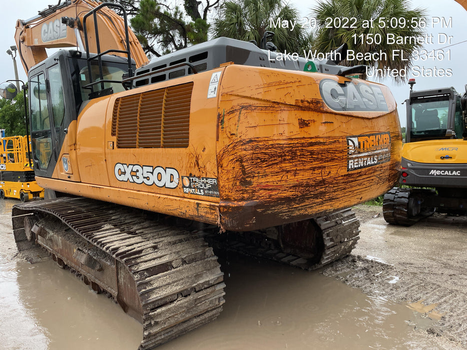 2016 Case CX350D CAB A/C, 13'-3" ARM, STEEL TRACKS, THUMB