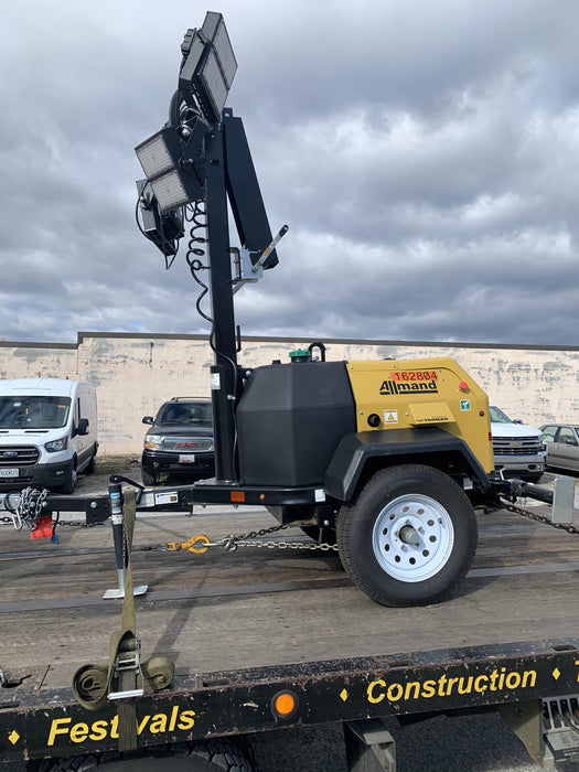 2021 Allmand NLV3GR (4) LED Light Fixture 350W, 23' Vertical Mast, 3kW Prime, Towable, Deep Sea L401, Leveling Jacks, Yanmar T4F 5.8hp