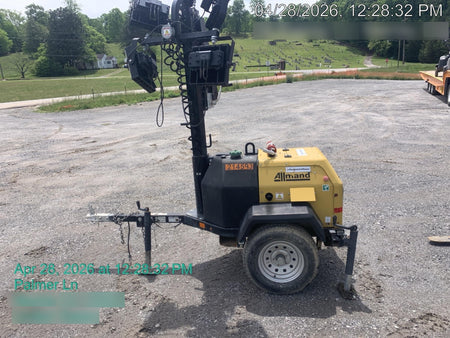 2022 Allmand NLV3GR (4) LED Light Fixture 350W, 23' Vertical Mast, 3kW Prime, Towable, Deep Sea L401, Leveling Jacks, Yanmar T4F 5.8hp