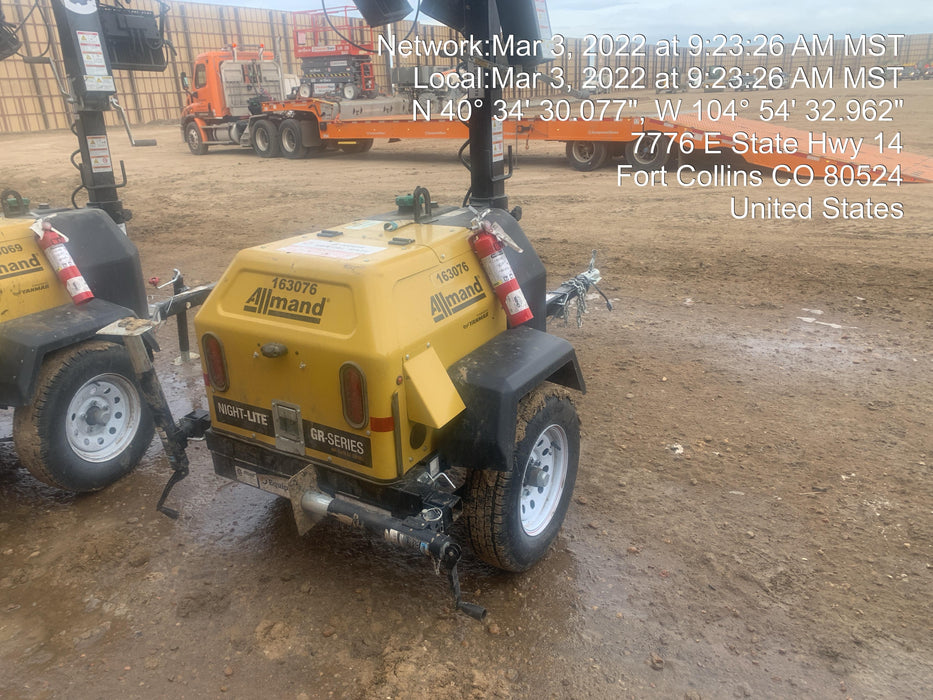 2021 Allmand NLV3GR (4) LED Light Fixture 350W, 23' Vertical Mast, 3kW Prime, Towable, Deep Sea L401, Leveling Jacks, Yanmar T4F 5.8hp