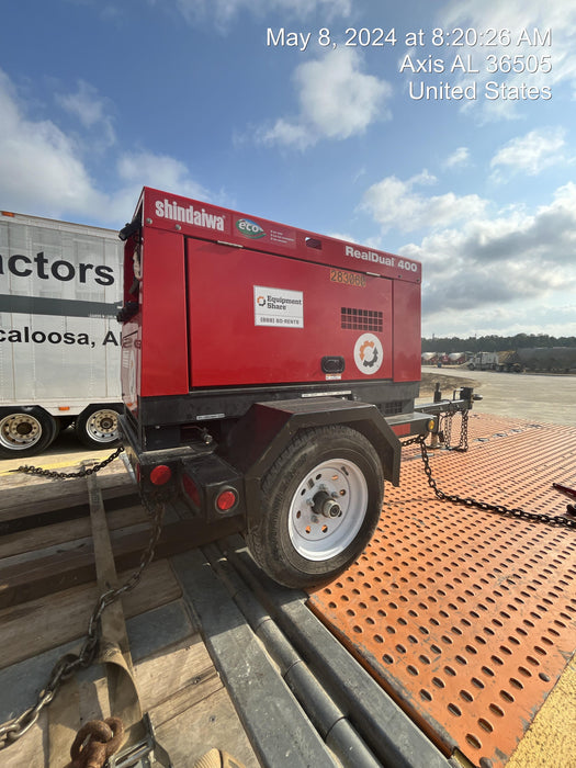 2022 Shindaiwa DGW400MDL Kubota D902 Engine, 23 HP, Dual Op Welder, Wire, Arc, Droop Stick, Tig, and CC Stick Functionality, Simulphase, 3 Phase and 1 Phase Gen Output, Single Axle NB Trlr, Slr Trckl Chrg 12V 12W, Fire Ext