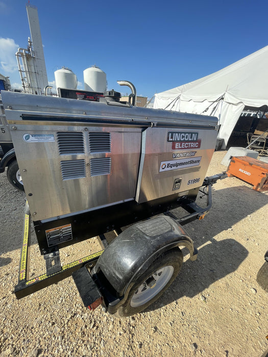 2019 Lincoln Electric Vantage 322 Welder Ready-Pak 3, Two wheel trailer, Fender and Light kit, Cable Rack