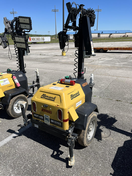 2022 Allmand NLV3GR (4) LED Light Fixture 350W, 23' Vertical Mast, 3kW Prime, Towable, Deep Sea L401, Leveling Jacks, Yanmar T4F 5.8hp