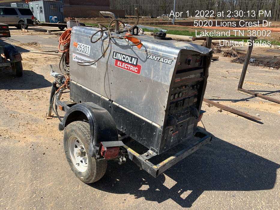 2019 Lincoln Electric Vantage 322 Lincoln Vantage 322 Welder w/Trailer, Light Kit, Cable Rack
