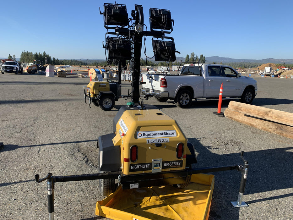 2021 Allmand NLV3GR (4) LED Light Fixture 350W, 23' Vertical Mast, 3kW Prime, Towable, Deep Sea L401, Leveling Jacks, Yanmar T4F 5.8hp