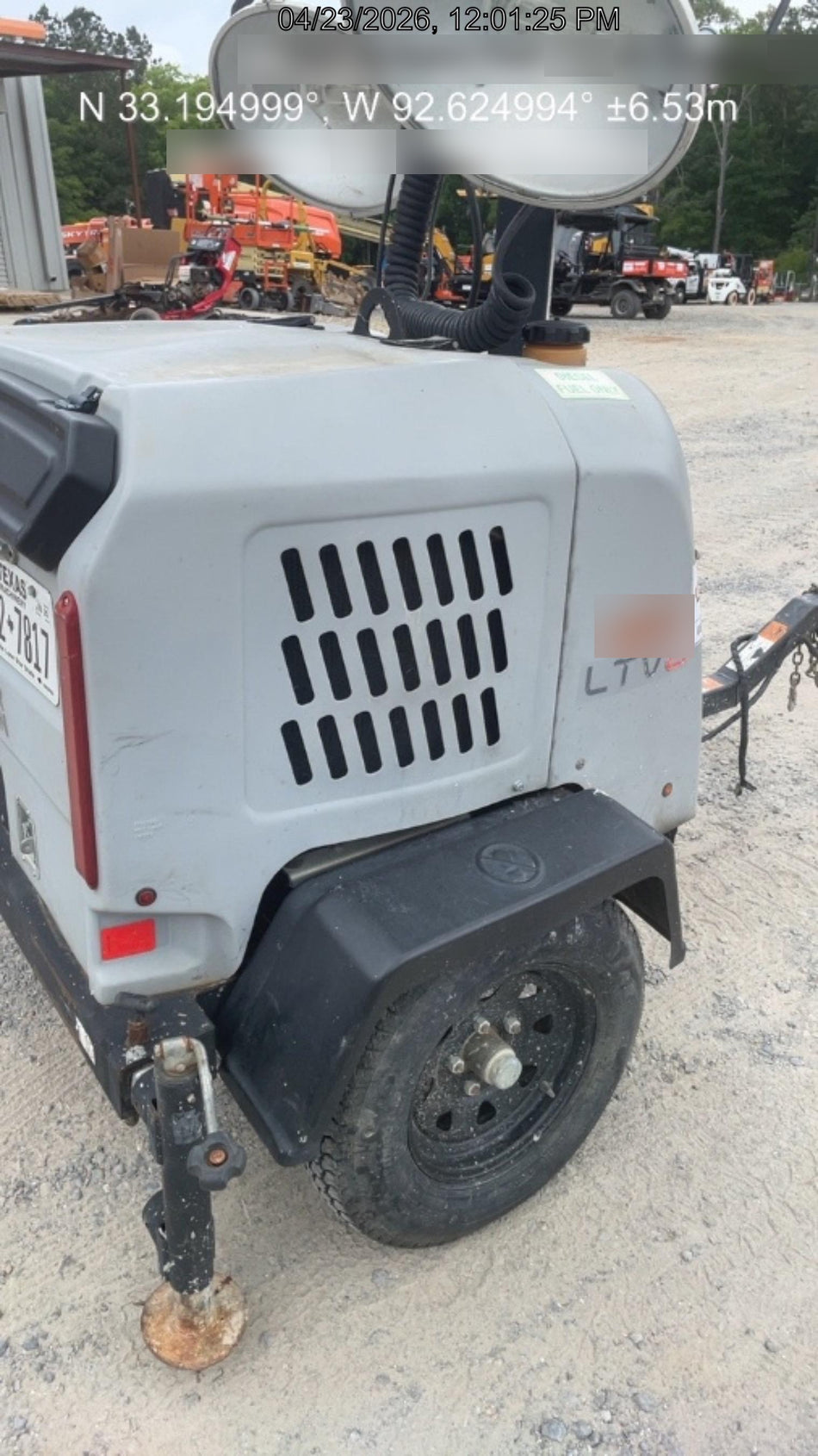 2019 Wacker Neuson LTV6L-MH Wacker Neuson LTV6L Mobile Light Tower w/Fuel Level Sensor Installed