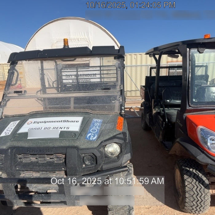 2019 Kawasaki Mule PRO-DXT Standard Options, Backup Alarm, Beacon, Plastic Hard Top, Poly Windshield, Horn Kit