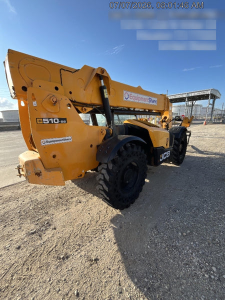 2019 JCB 510-56 Open ROPS, 74 HP, Solid Tires, Worklights, Beacon, Aux Hydraulics, Lifting Eye 72" Carriage/60" Forks