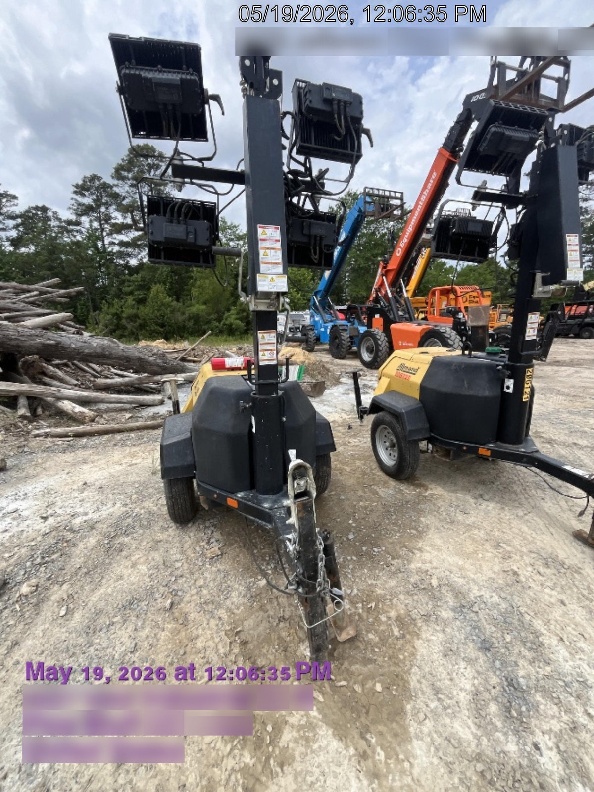 2022 Allmand NLV3GR (4) LED Light Fixture 350W, 23' Vertical Mast, 3kW Prime, Towable, Deep Sea L401, Leveling Jacks, Yanmar T4F 5.8hp
