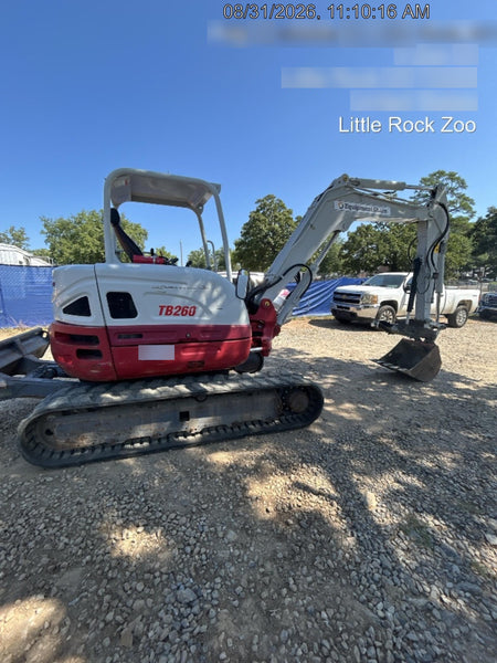2019 Takeuchi TB260 Takeuchi TB260 Canopy w/Rubber Tracks, Auxiliary Hydraulics, Standard Blade, Manual QC, 12 / 18 / 24" Buckets, Hydraulic Thumb Installed