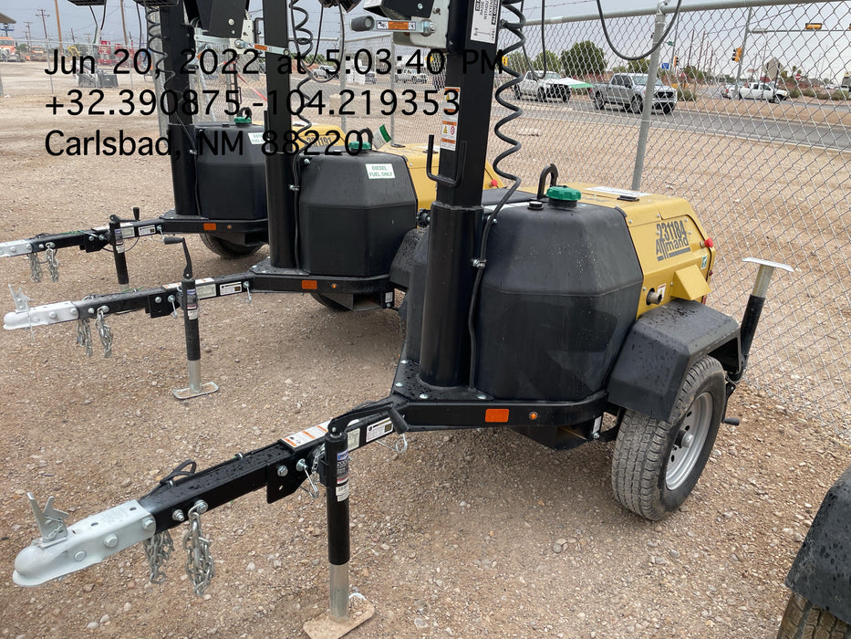 2022 Allmand NLV3GR (4) LED Light Fixture 350W, 23' Vertical Mast, 3kW Prime, Towable, Deep Sea L401, Leveling Jacks, Yanmar T4F 5.8hp