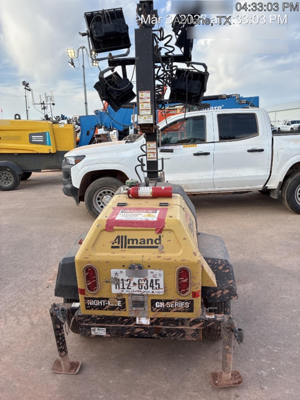 2022 Allmand NLV3GR (4) LED Light Fixture 350W, 23' Vertical Mast, 3kW Prime, Towable, Deep Sea L401, Leveling Jacks, Yanmar T4F 5.8hp