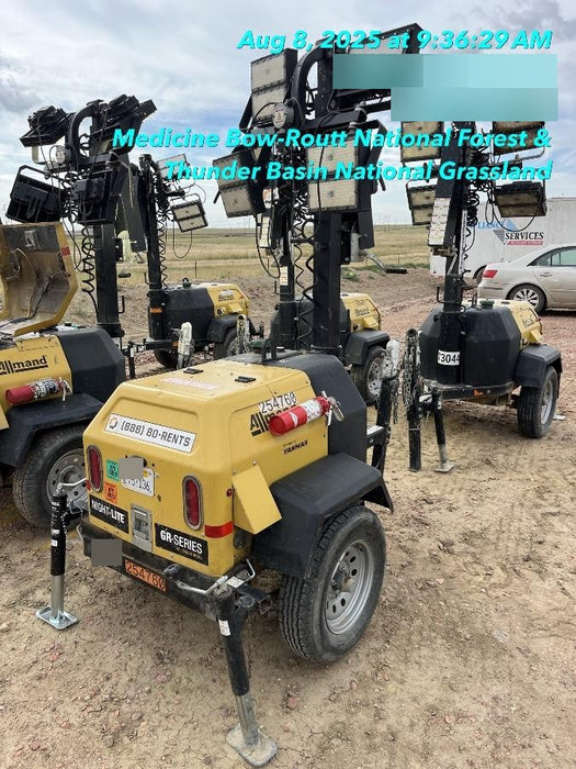 2022 Allmand NLV3GR (4) LED Light Fixture 350W, 23' Vertical Mast, 3kW Prime, Towable, ES Decals, T3