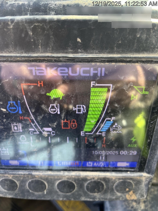 2019 Takeuchi TL12V2C Cab/Heat/Air w/Auxiliary Hydraulics, 2 Speed, Hydraulic QC 80" Tooth Bucket, 48" Pallet Forks