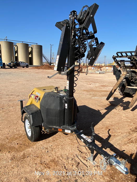 2021 Allmand NLV3GR (4) LED Light Fixture 350W, 23' Vertical Mast, 3kW Prime, Towable, Deep Sea L401, Leveling Jacks, Yanmar T4F 5.8hp