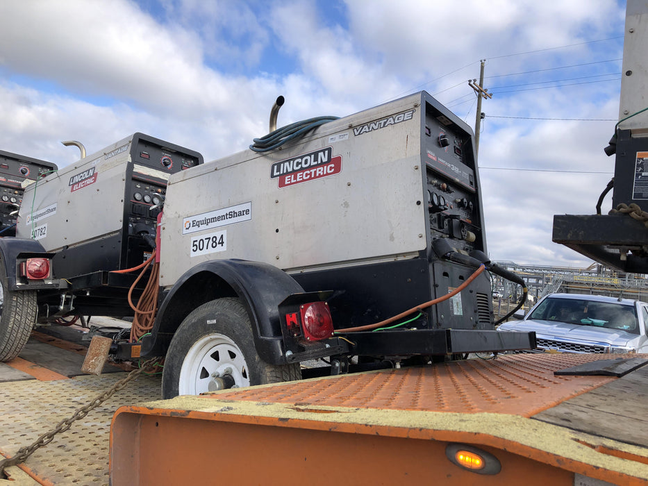 2019 Lincoln Electric Vantage 322 Welder Ready-Pak 3, Two wheel trailer, Fender and Light kit, Cable Rack
