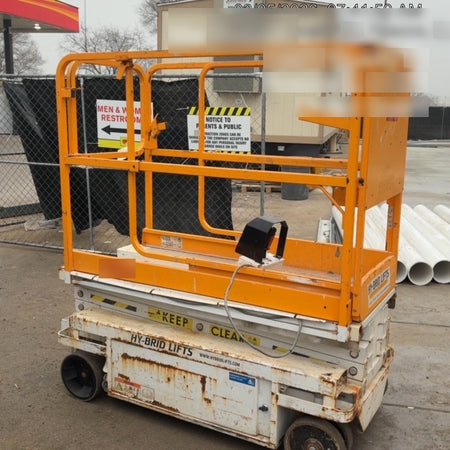Custom Equipment HB-1430 <ul>
 <li>Hy-Brid Scissor Lift</li>
  <li>Platform capacity up to 670 lbs.</li>
  <li>Working height up to 20 ft</li>
  <li>Weighs under 1,700 lbs.</li>
  <li>Non-marking wheels </li>
</ul>