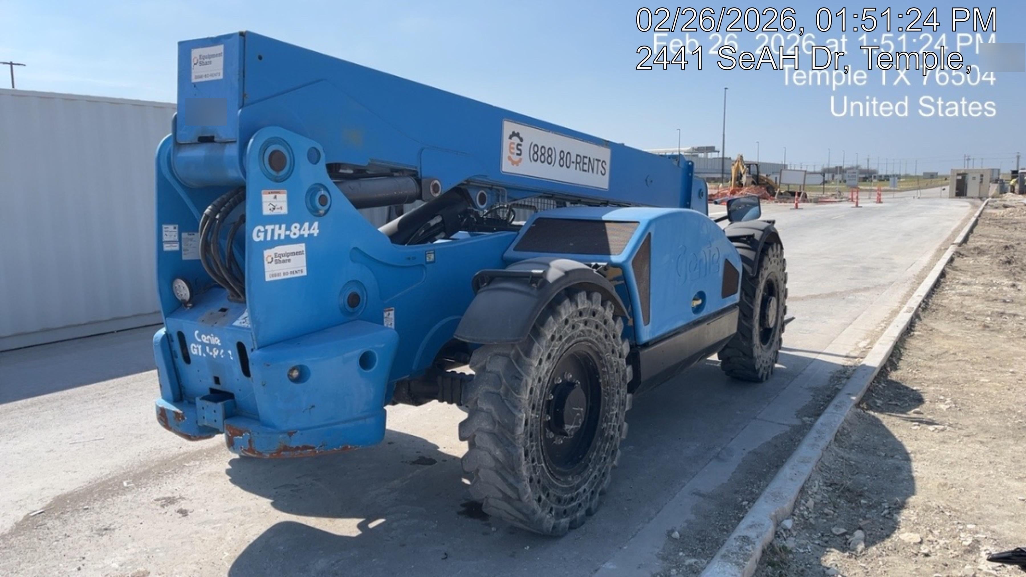 2019 Genie GTH-844 Canopy, Solid RT Tires, LED Work Lights, Beacon 60" QA Carriage, 48" Forks