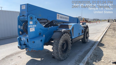 2019 Genie GTH-844 Canopy, Solid RT Tires, LED Work Lights, Beacon 60" QA Carriage, 48" Forks