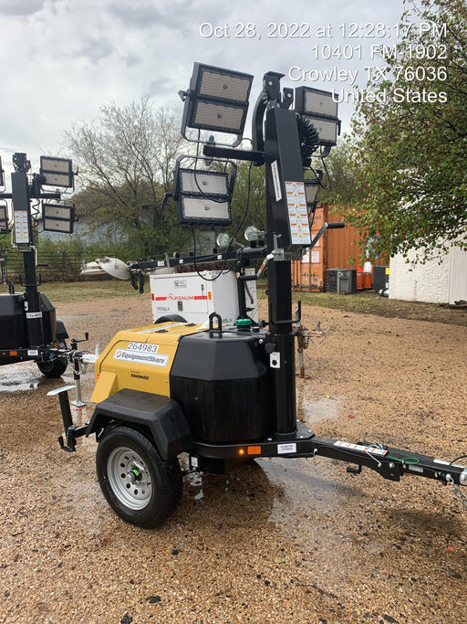 2022 Allmand NLV3GR (4) LED Light Fixture 350W, 23' Vertical Mast, 3kW Prime, Towable, ES Decals, T3