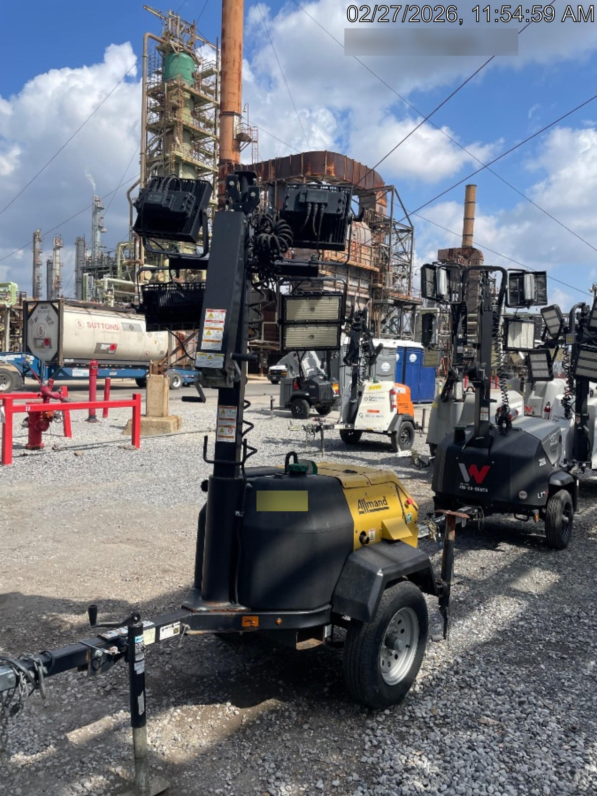 2022 Allmand NLV3GR (4) LED Light Fixture 350W, 23' Vertical Mast, 3kW Prime, Towable, Deep Sea L401, Leveling Jacks, Yanmar T4F 5.8hp