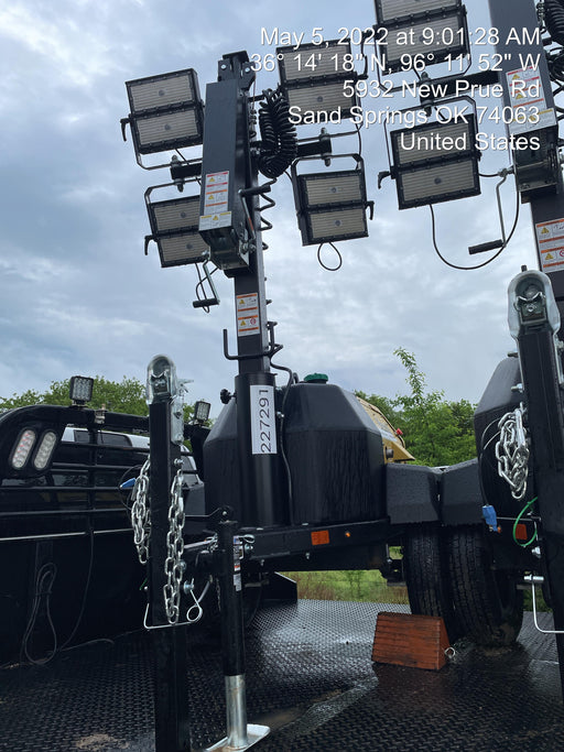 2022 Allmand NLV3GR (4) LED Light Fixture 350W, 23' Vertical Mast, 3kW Prime, Towable, Deep Sea L401, Leveling Jacks, Yanmar T4F 5.8hp