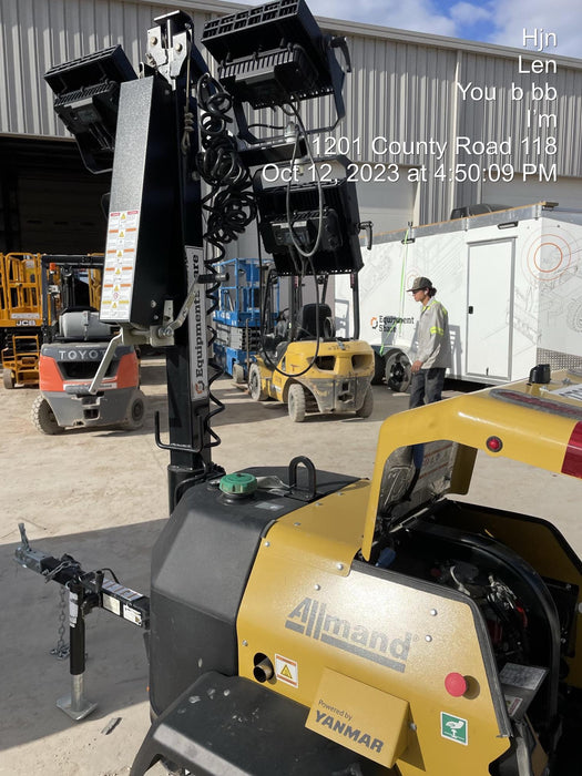 2022 Allmand NLV3GR (4) LED Light Fixture 350W, 23' Vertical Mast, 3kW Prime, Towable, ES Decals, T3