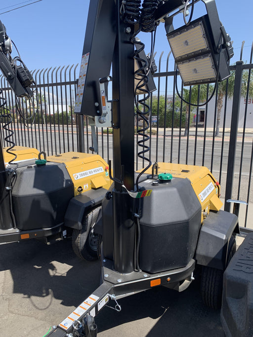 2022 Allmand NLV3GR (4) LED Light Fixture 350W, 23' Vertical Mast, 3kW Prime, Towable, Deep Sea L401, Leveling Jacks, Yanmar T4F 5.8hp