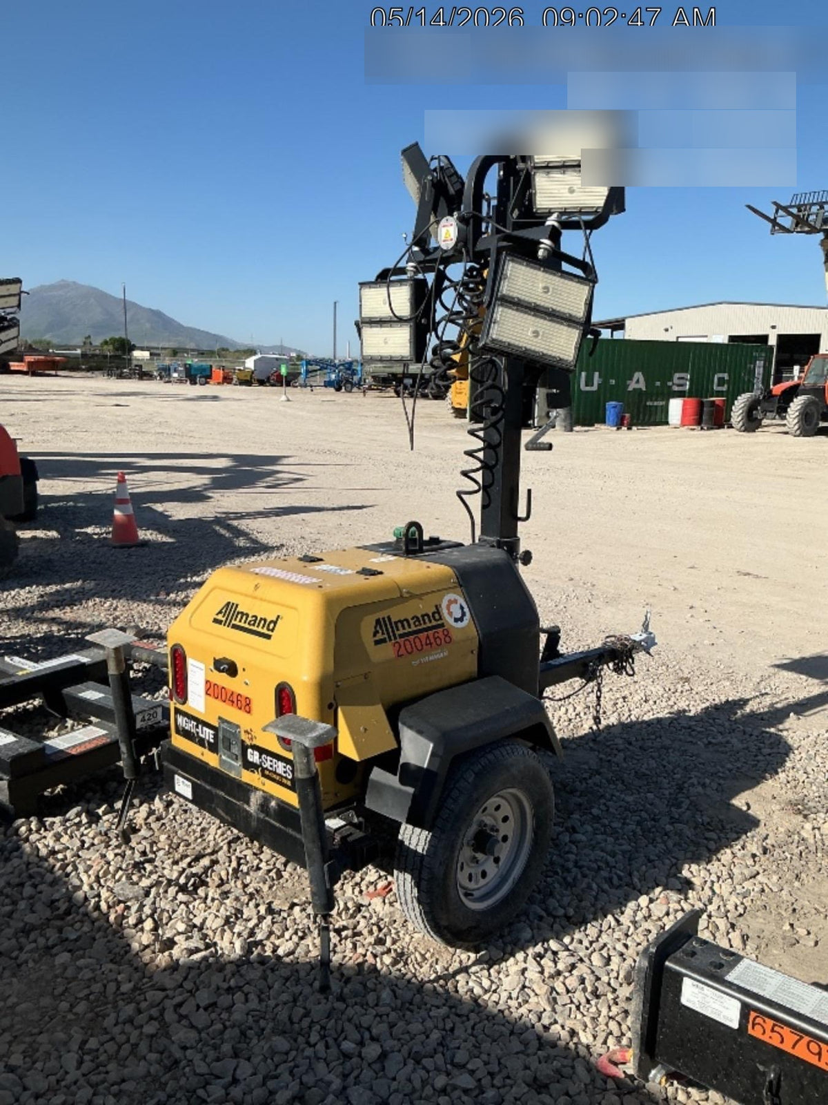 2022 Allmand NLV3GR (4) LED Light Fixture 350W, 23' Vertical Mast, 3kW Prime, Towable, Deep Sea L401, Leveling Jacks, Yanmar T4F 5.8hp
