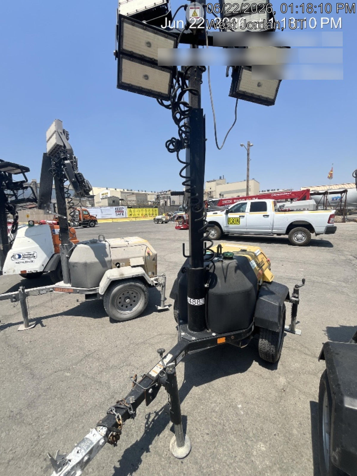 2020 Allmand NLV3GR (4) LED Light Fixture 350W, 23' Vertical Mast, 3kW Prime, Towable, Deep Sea L401, Leveling Jacks, Yanmar T4F 5.8hp