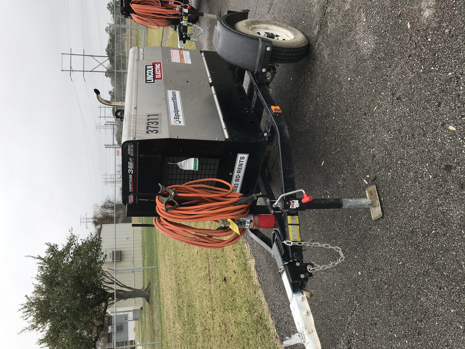 2019 Lincoln Electric Vantage 322 Ready-Pak 3, Two Wheel Trailer, Fender and Light Kit, Cable Rack