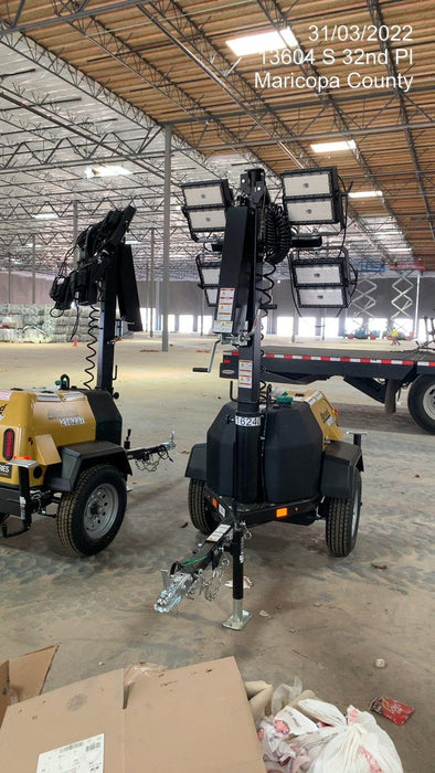 2022 Allmand NLV3GR (4) LED Light Fixture 350W, 23' Vertical Mast, 3kW Prime, Towable, Deep Sea L401, Leveling Jacks, Yanmar T4F 5.8hp