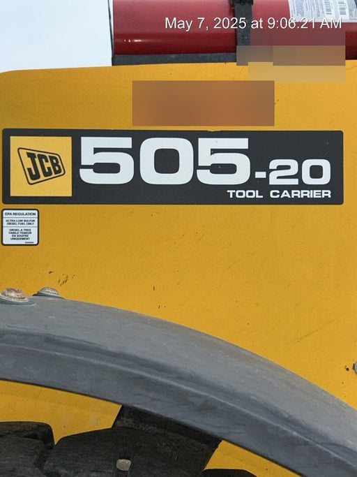 2020 JCB 505-20TC Cab/Heat/Air, Solid Tires, Work Lights, Beacon, Aux Hydraulics, Back up Alarm, ES Decals