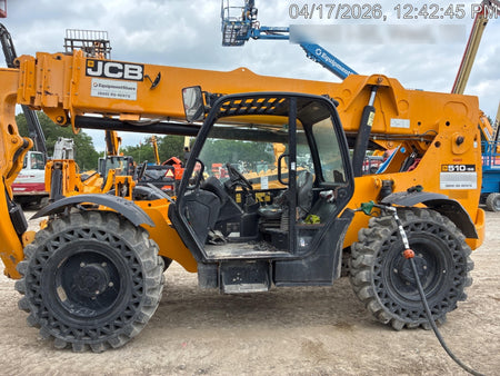 2019 JCB 510-56 Open ROPS, 74 HP, Solid Tires, Worklights, Beacon, Aux Hydraulics, Lifting Eye 66" Carriage/60" Forks