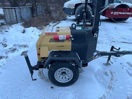 2021 Allmand NLV3GR (4) LED Light Fixture 350W, 23' Vertical Mast, 3kW Prime, Towable, Deep Sea L401, Leveling Jacks, Yanmar T4F 5.8hp
