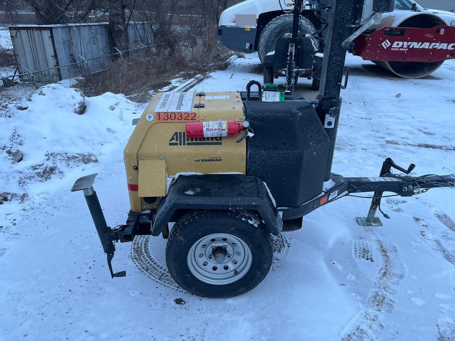 2021 Allmand NLV3GR (4) LED Light Fixture 350W, 23' Vertical Mast, 3kW Prime, Towable, Deep Sea L401, Leveling Jacks, Yanmar T4F 5.8hp